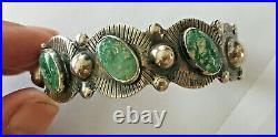 C1950s Navajo Cerrillos Turquoise Sz 6.2 cuff stamped STERLING, 22 g classic