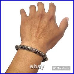 CHIMNEY BUTTE Navajo Hand Stamped Sterling Silver Cuff Bracelet