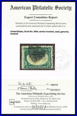 CKStamps US Stamps Scott #294a Center Inverted Used CV$25,000 With APS & PSE Cert