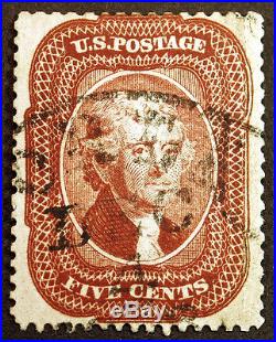 Classic Rare Stamp US #27 5c Brick Red 1858 Ty I Used XF Gem Crisp & Fresh
