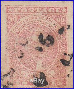 Confederate CSA #5 Ten Cent Stamp in Rose