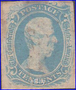 Confederate CSA #9 T-E-N Cent Stamp