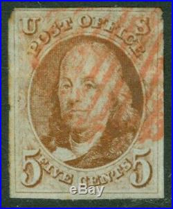 EDW1949SELL USA 1847 Scott #1 Used. Beautiful appearing 4 margin stamp