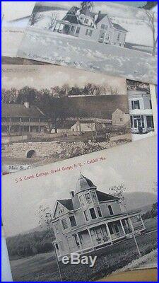 Early 1900's Postcards Rare Affixed Us Postage 1 Cent Stamps Trains Buildings Ny