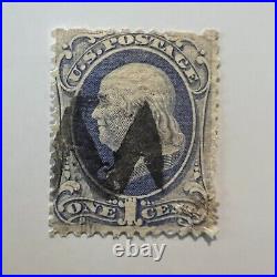 Early 1c Blue Franklin U. S. Stamp With Interesting Capital M Son Cancel