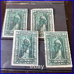 Early Lady Of Liberty $1 Lot Of 4 Documentary $1 Revenue Stamps
