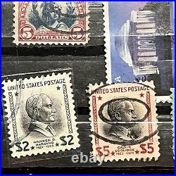Early Lot Of U. S. High Denomination Stamps $2 $3.85 $5