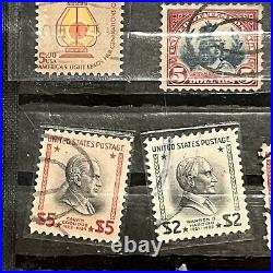 Early Lot Of U. S. High Denomination Stamps $2 $3.85 $5