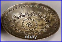 Early Navajo Hand Constructed Trinket Tray Ashtray Hand Stamped Whirling Log