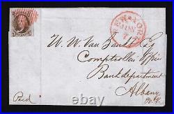 Exceptional Scott #1 On Complete Cover Tied With Red Grid Cancel & June-7 Red Ny