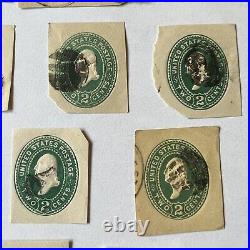 Fancy Cancels U. S. Cut Squares Stamps Lot Of 15 Different Cork Blob Postmarks