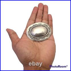 Fred harvey Vintage huge Sterling Silver Concho Hand Stamped ingot pin Brooch