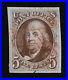 Genuine Scott #1 Used 1847 Red Brown Ny Red Square Grid CXL Early Impression
