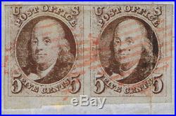 Genuine Scott #1 Used Pair Bottom Sheet Margin Tied To Cover 2 Red Grid Cancels