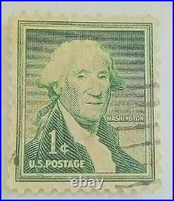 George Washington 1 Cent Rare vintage Stamp Green United states postage 1954