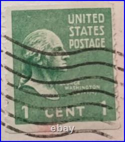 George Washington 1 Cent Stamp 1789-1797 on War Bonds Postcard 1943