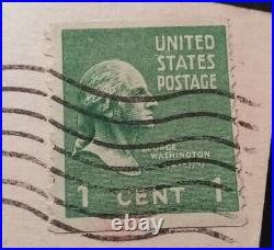 George Washington 1 Cent Stamp 1789-1797 on War Bonds Postcard 1943
