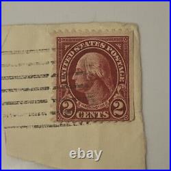 George Washington 2-Cent Stamp Used, Straight Edge right side, Rare 1923