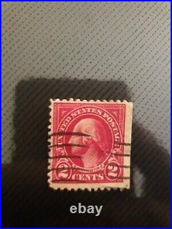George Washington 2-Cent Stamp Used, Strate Edge right side, Rare 1923