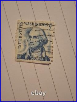 George Washington 5 Cent Blue United States Postage Stamp Vintage