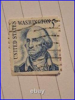 George Washington 5 Cent Blue United States Postage Stamp Vintage
