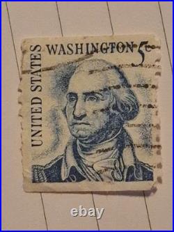 George Washington 5 Cent Blue United States Postage Stamp Vintage
