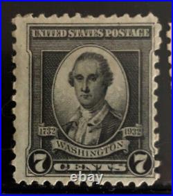 George Washington 7 Cent Stamp, 1732-1932, BLACK Beautiful Perforated Edges RARE