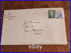 George Washington BLUE +THOMAS JEFFERSON Postage 1967 Used EARTH TEXAS