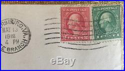 George Washington Rare Green 1 cent Stamp & Rare Red 2 cent Stamp PO Mark 1918