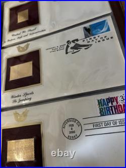 Golden Replicas of United States Stamps 22 golden stamps with explanation card Golden Replicas of United States Stamps 22 golden stamps with explanation card