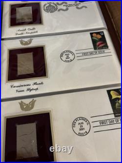 Golden Replicas of United States Stamps 22 golden stamps with explanation card Golden Replicas of United States Stamps 22 golden stamps with explanation card