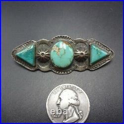 HARVEY ERA Vintage NAVAJO Hand-Stamped Sterling Silver TURQUOISE PIN/BROOCH