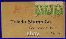 HAWAII 1899 Registered Cover Honolulu to Toledo Ohio via San Francisco
