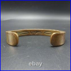 HEAVY Vintage NAVAJO Hand-Stamped COPPER and Sterling Silver Cuff BRACELET 121g