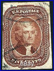 HERRICKSTAMP UNITED STATES Sc. # 12 1856 Fresh 5¢ Red Brown Used