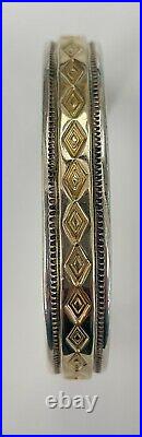 Hopi Victor Coochwytewa 14K Gold and Sterling Silver Stamped Cuff