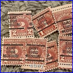 Huge Lot Of Saint Louis Missouri Precancels On Postage Due Stamps
