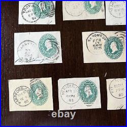 Interesting Lot Of 15 U. S. Cut Square Stamps All With Different Cancels #1