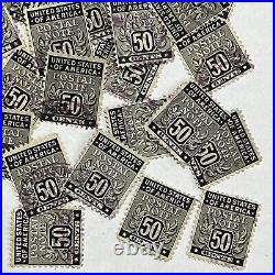 Investor Lot Of 30 U. S. 50c Postal Note Stamps Black And White