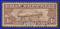 Kappys Stamps 11618-25 Us Air Mail Zeppelin Scott C14 $1.30 Used Vf Retail $475