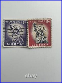 LIBERTY USED PURPLE 3 cent And RED 11 Cent Lady In God We Trust