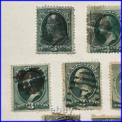 LOT OF 10 DIFFERENT FANCY CANCELS ON 1800's WASHINGTON UNITED STATES STAMPS #14