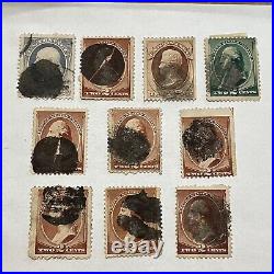 LOT OF 10 US BLOB FANCY CANCELS ON 1800's STAMPS #21