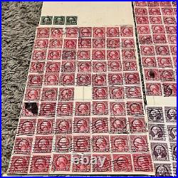 Lot Early Washington And Franklin U. S. Stamps On Pages, Red I. R. Overprints #2