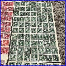 Lot Early Washington And Franklin U. S. Stamps On Pages, Red I. R. Overprints #2