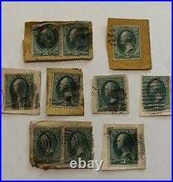 Lot Of 10 Washington Us Stamps With Fancy Cancel, On Paper #64