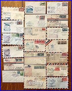 Lot of 1920's to 1950's First Flight Airmail Covers Cachets with Binder