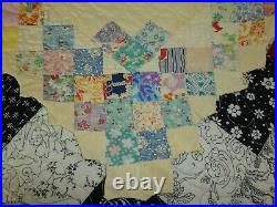 Lovely Antique Vtg Quilt 1930s Postage Stamp IRISH CHAIN Hand quilted Feedsack
