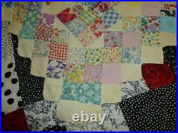 Lovely Antique Vtg Quilt 1930s Postage Stamp IRISH CHAIN Hand quilted Feedsack