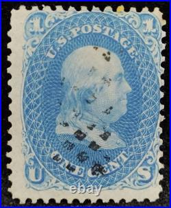 MATT'S STAMPS US SCOTT #63a BENJAMIN FRANKLIN 1-CENT ULTRAMARINE, USED, CV$850